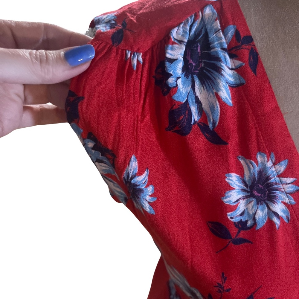 Yumi Kim Red Floral Puff Sleeve Mini Dress - Picture 7 of 10